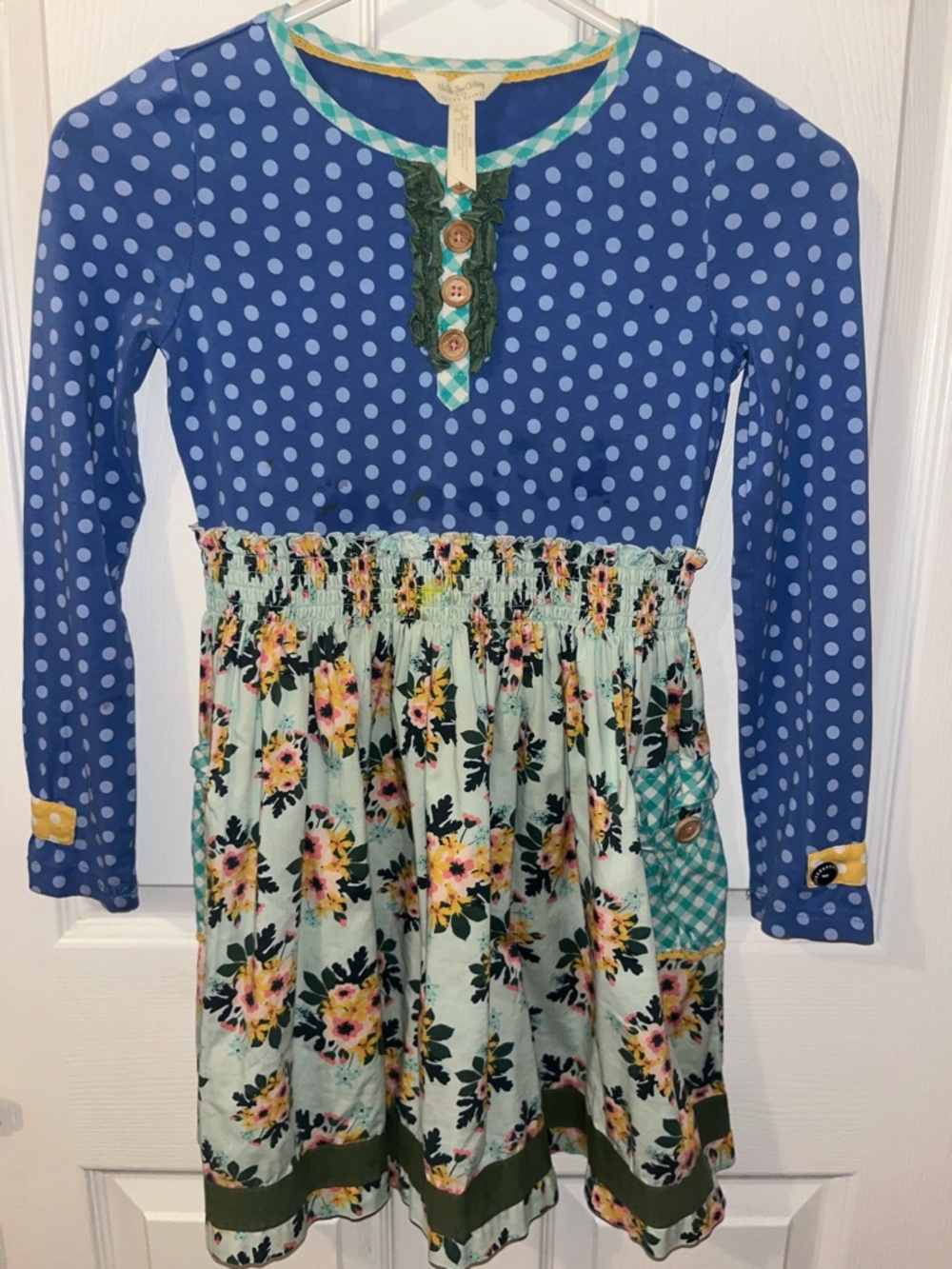 Matilda Jane Blue Polka Dot & Mint Floral Dress